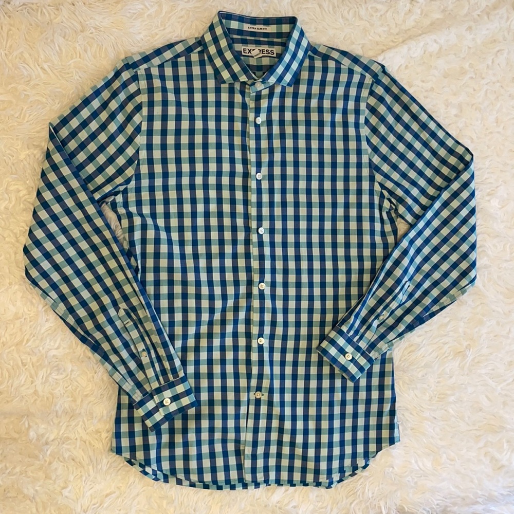 Express Men’s Blue Extra Slim Dress shirt Size M